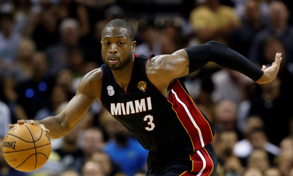 Jun 13, 2013; San Antonio, TX, USA; Miami Heat shooting guard Dwyane Wade (3) brings the ball up the court against the San Antonio Spurs during the fourth quarter of game four of the 2013 NBA Finals at the AT&T Center. Mandatory Credit: Derick E. Hingle-USA TODAY Sports