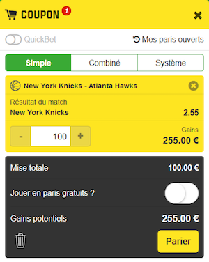 Pariez sur un back-to-back gagnant des Knicks