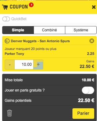 Misez sur un bon match de Tony Parker face à Denver