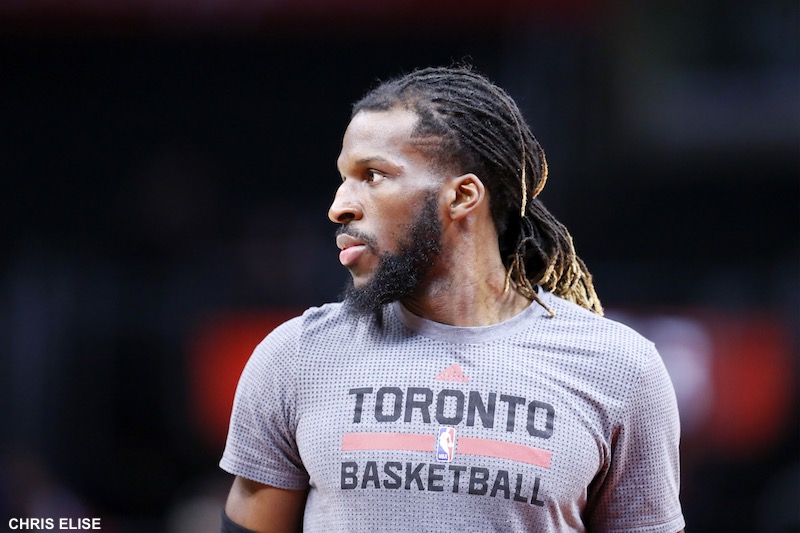 22 November 2015: Toronto Raptors forward DeMarre Carroll (5) warms up prior to the Toronto Raptors 91-80 victory over the Los Angeles Clippers, at the Staples Center, Los Angeles, California, USA.