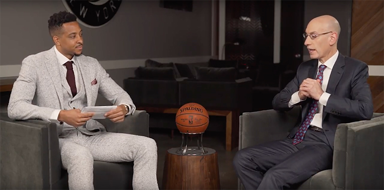 CJ McCollum, président du syndicat des joueurs. Adam Silver, patron de la NBA