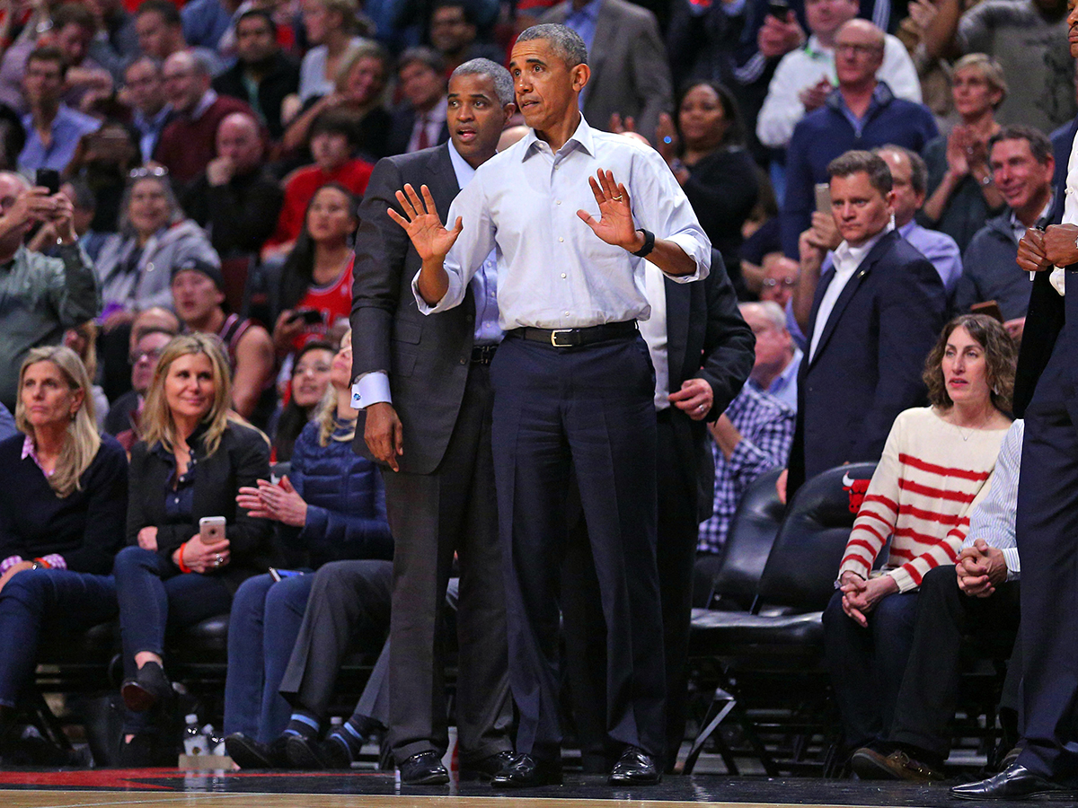 Barack Obama, lors d'un match des Chicago Bulls