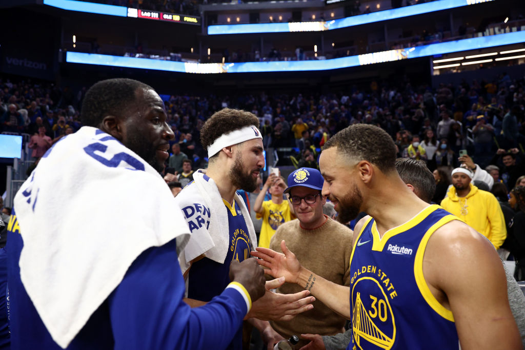 Stephen Curry, Klay Thompson et Draymond Green avec les Warriors
