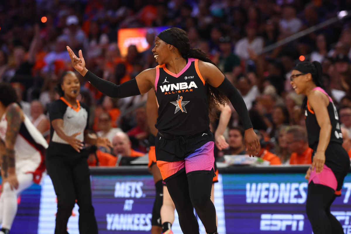 Arike Ogunbowale lors du All-Star Game de la WNBA
