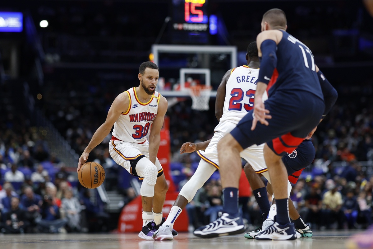 Stephen Curry et les Warriors face aux Wizards