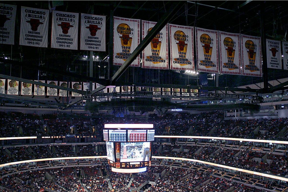 Les bannières de champion des Chicago Bulls