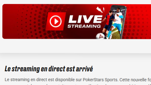 Sur Pokertars, vous avez une fonctionnalité streaming TV.