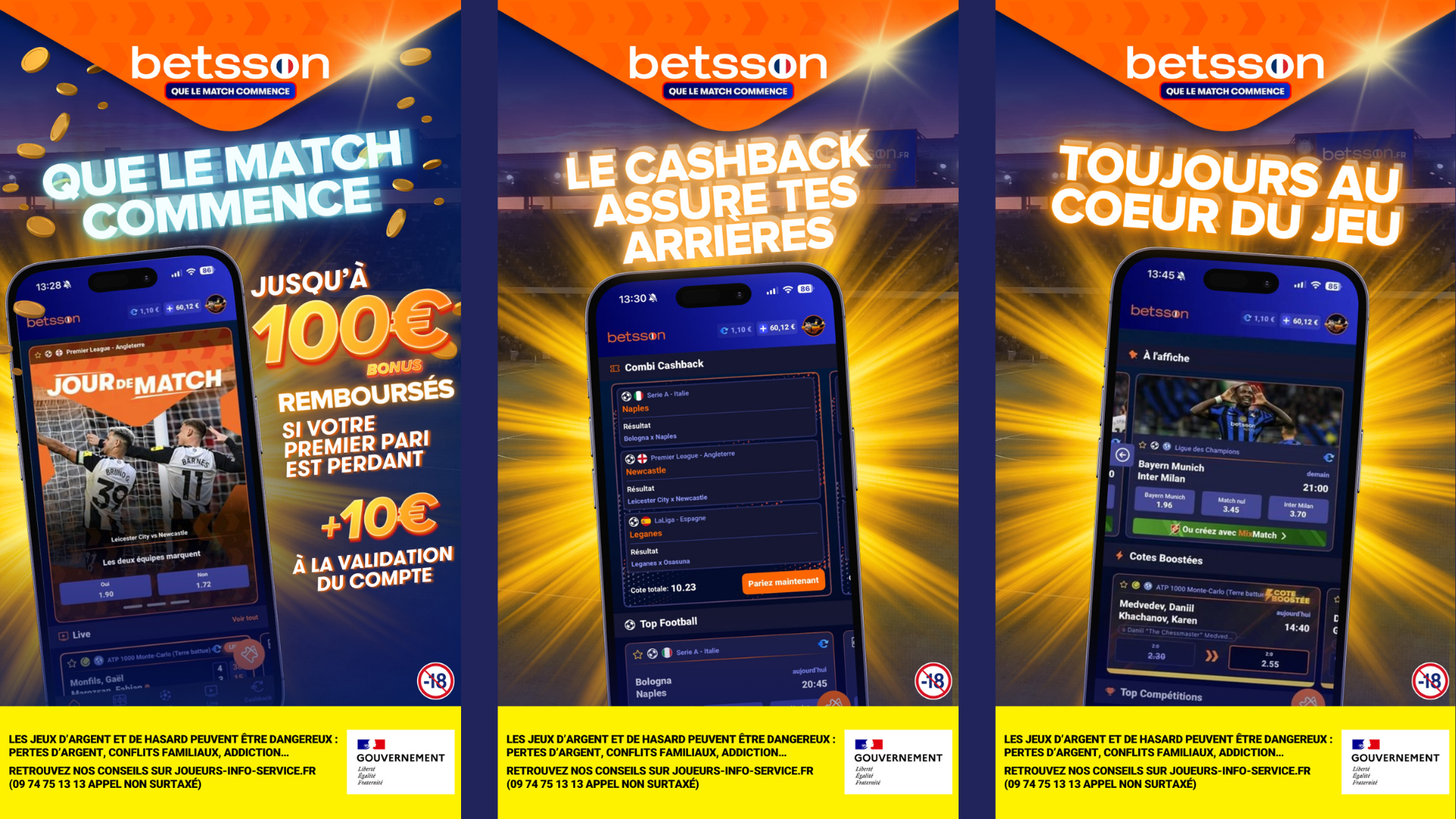 L'interface de l'application Betsson permet d'accédr au cashback et autres promotions