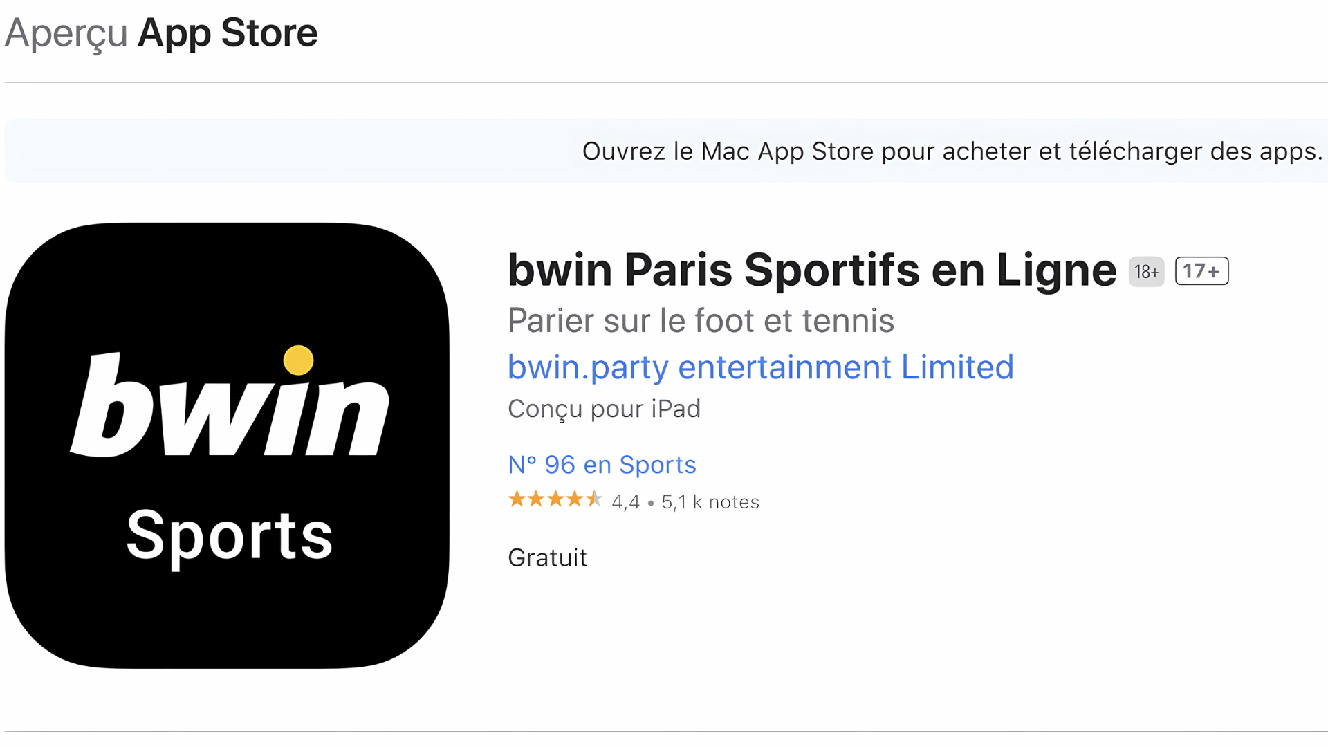 Téléchargez l'application Bwin paris sportifs en ligne sur iOS