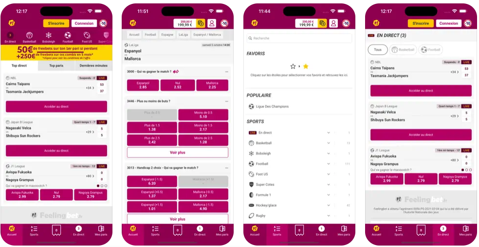 L'application Feelingbet est fluide et rapide