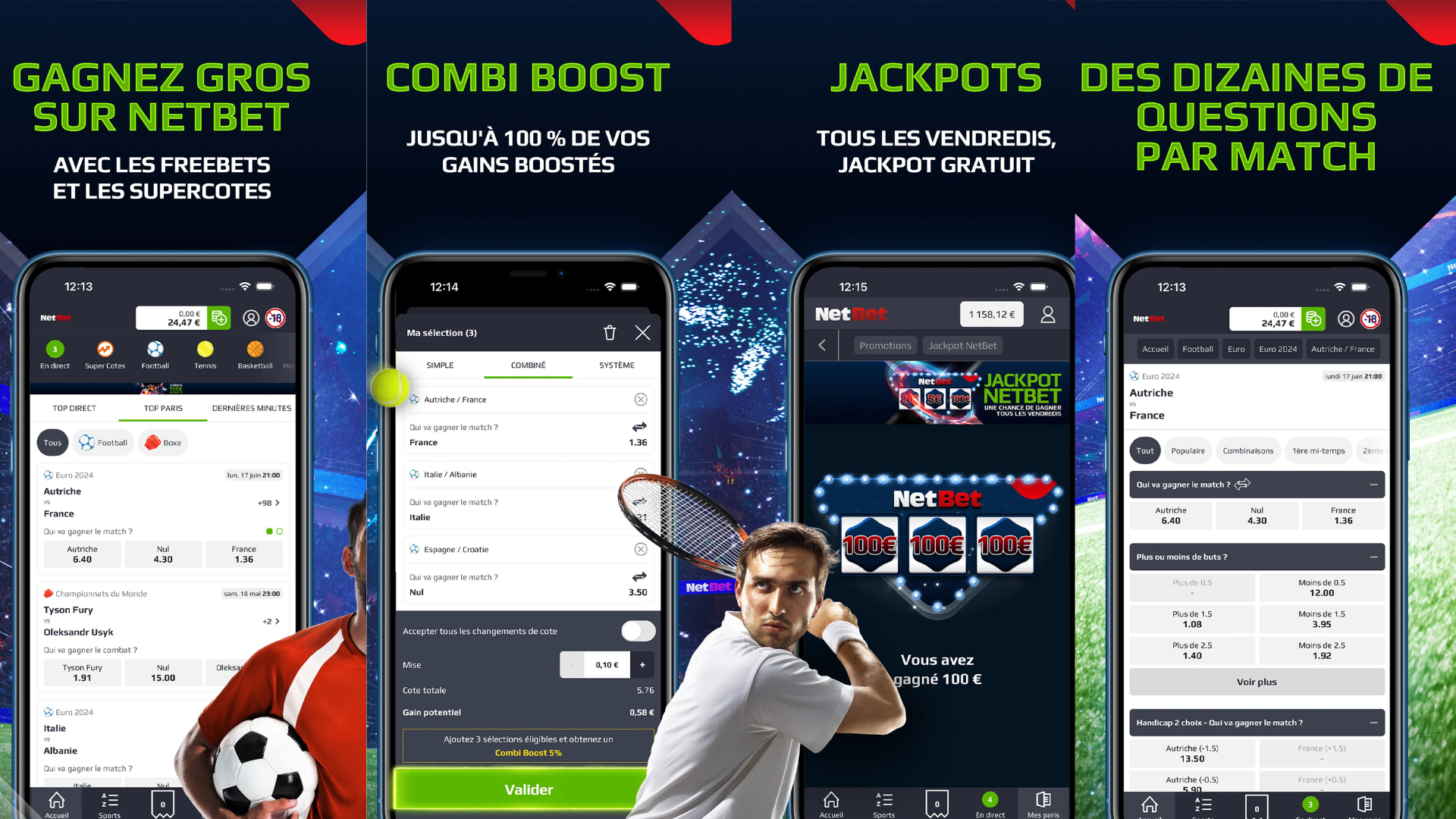 Application mobile NetBet iOS et Android pour paris sportifs, Cash Out et streaming NBTV.