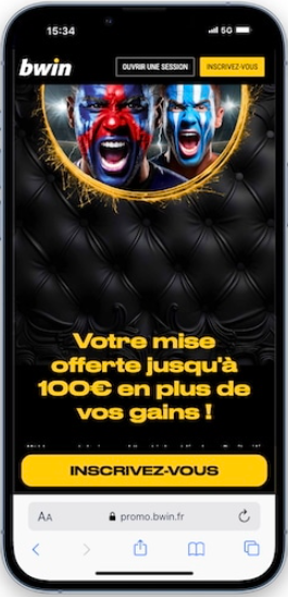 Inscrivez-vous avec le code promo Bwin sans dépôt directement sur mobile.