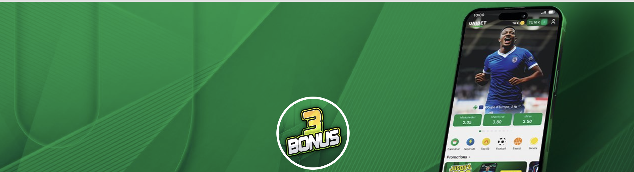 Obtenez jusqu'à 100€ de bonus avec le code promotionnel Unibet
