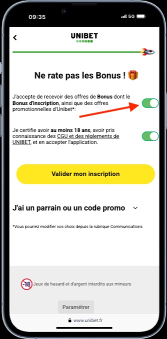 Activer les bonus Unibet lors de votre inscription sur le site du bookmaler
