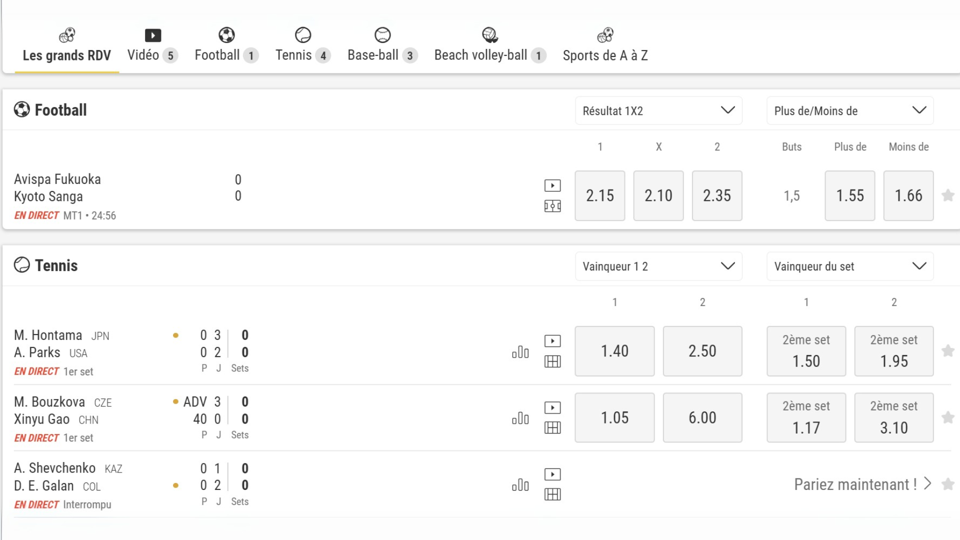 Live Betting sur Bwin