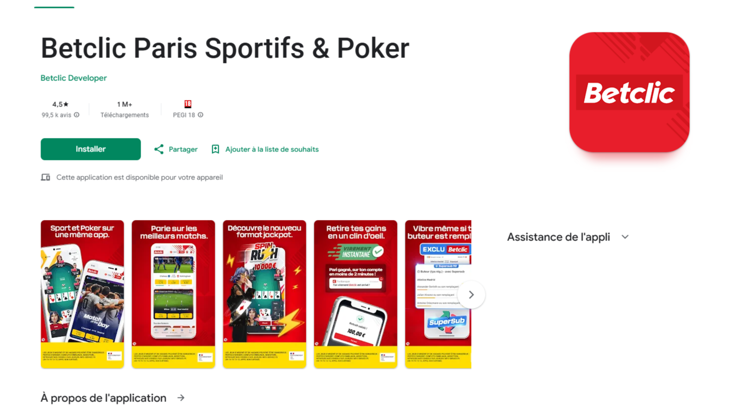 Interfaccia Betclic app su dispositivo mobile