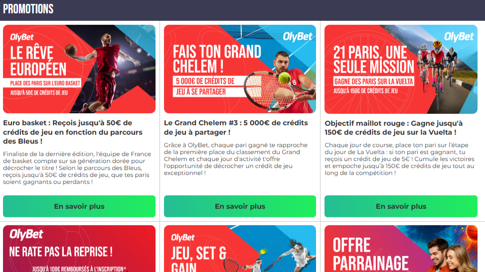 Promotions Olybet : cash out, cotes boostées, MyCombo, fidélité et bonus sportifs