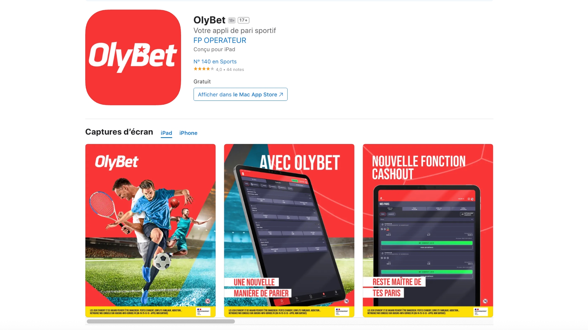 Avis sur l'application Olybet