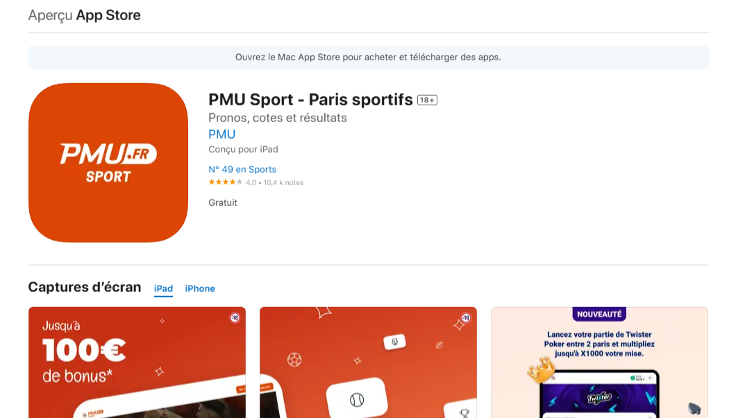 Appli PMU Sport IOS