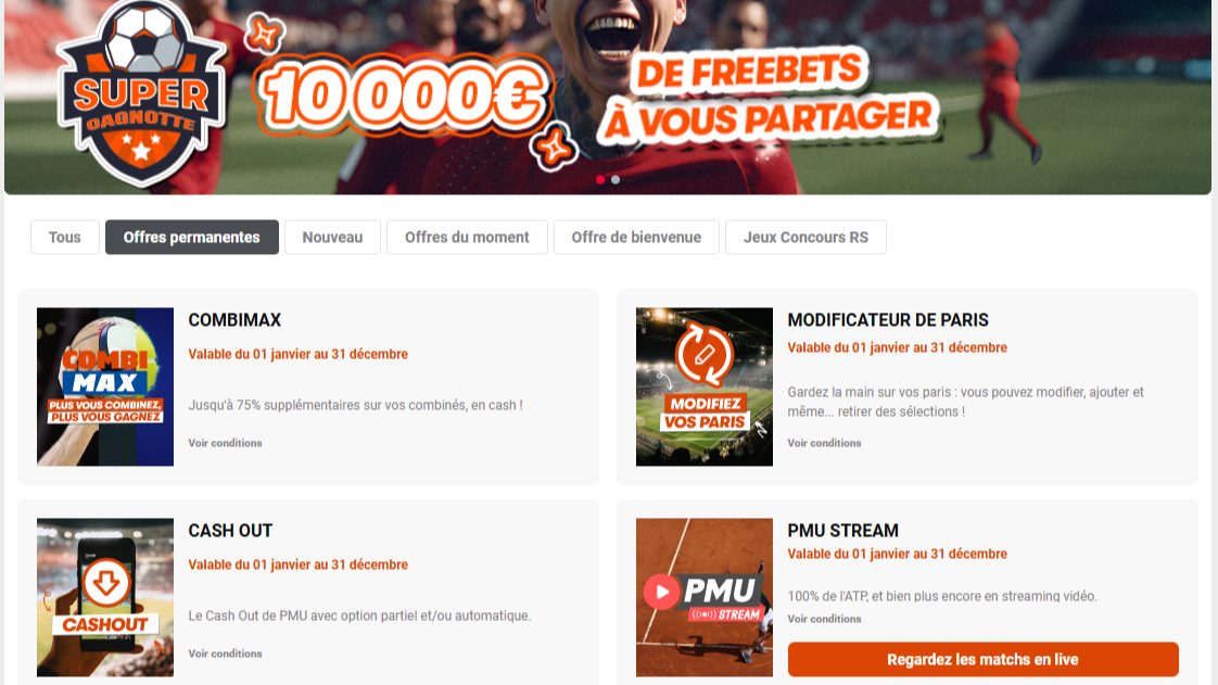 Fonctionnalités PMU Sport