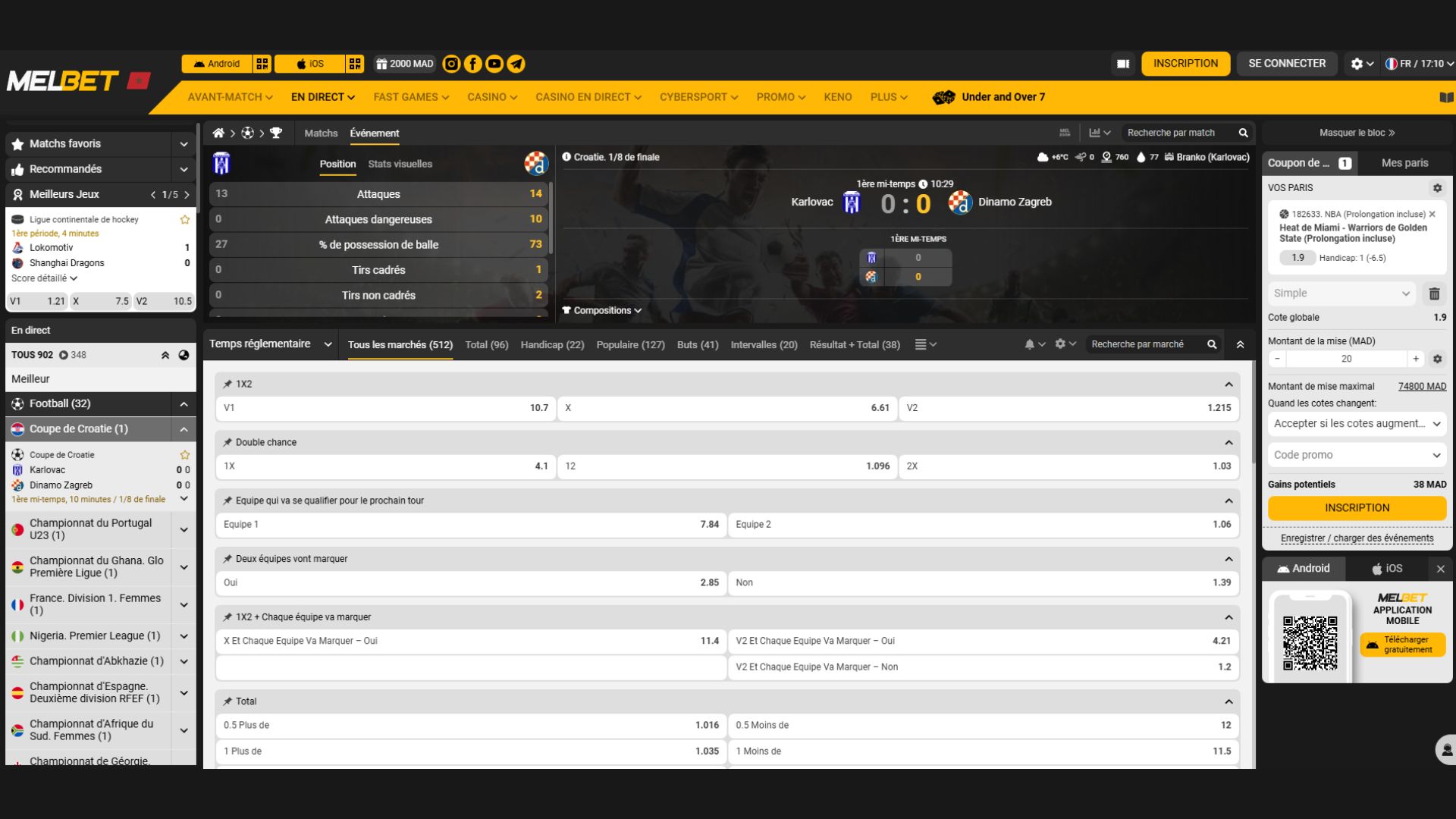 Paris sportifs en direct MelBet APK application mobile