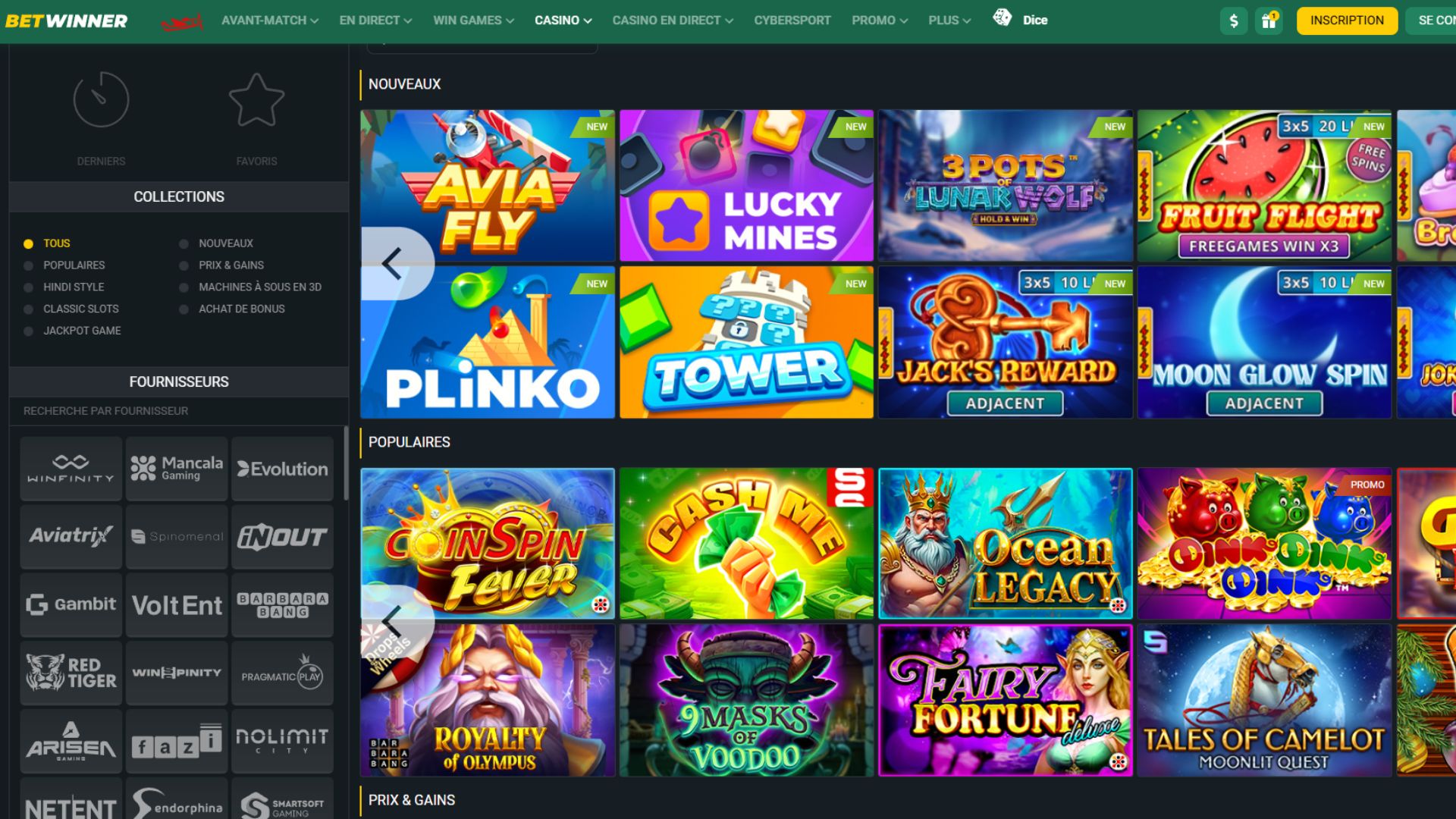 Offre casino Betwinner