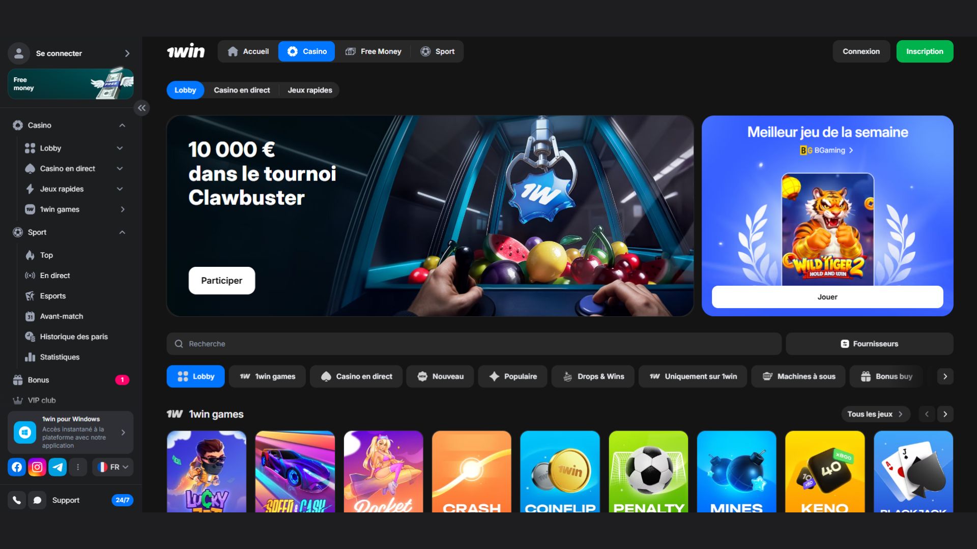 Jouez en ligne au casino sur 1win