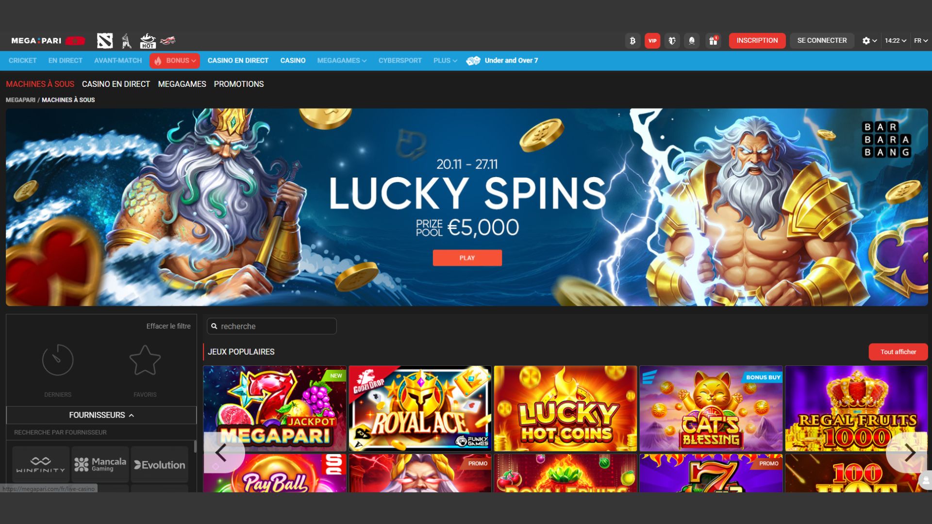 Casino Megapari avis jeux machines tables live