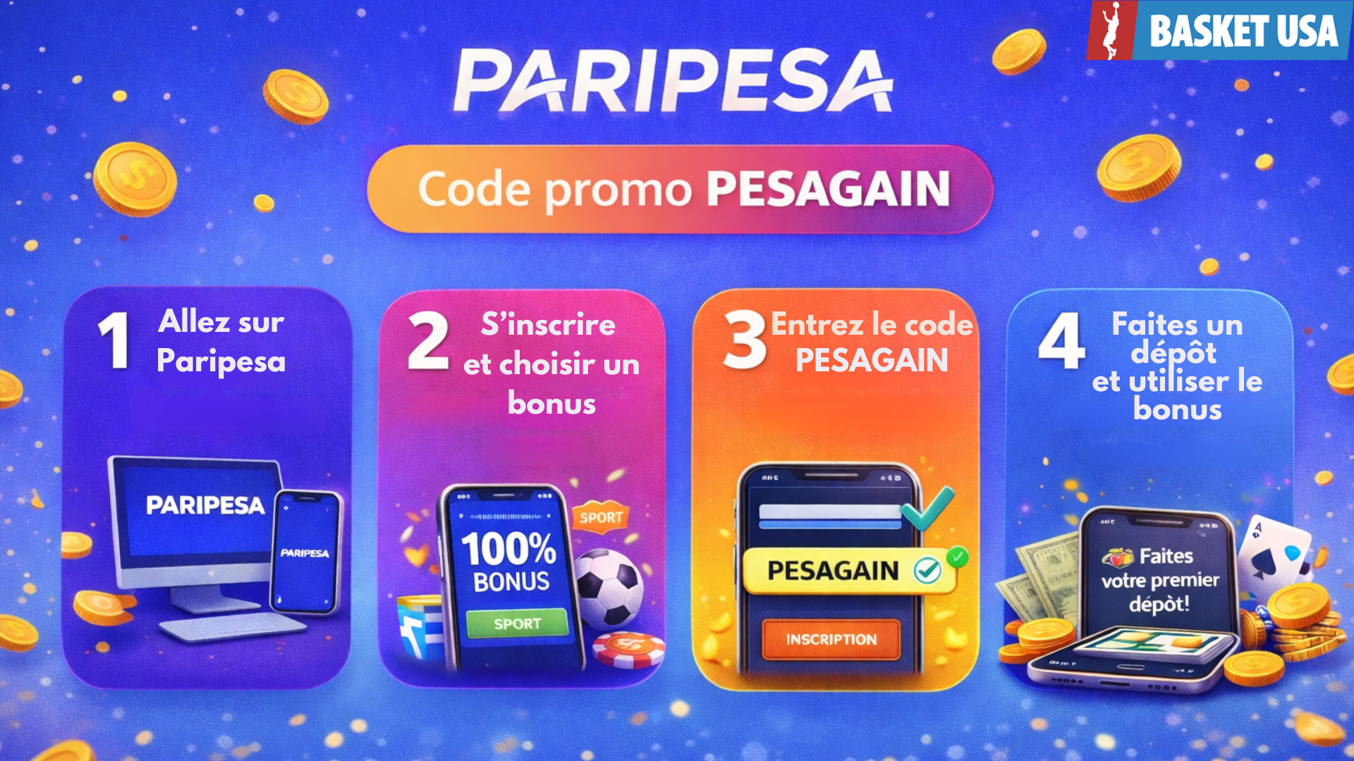 Inscription Paripesa – activer le code promotionnel PESAGAIN étape par étape