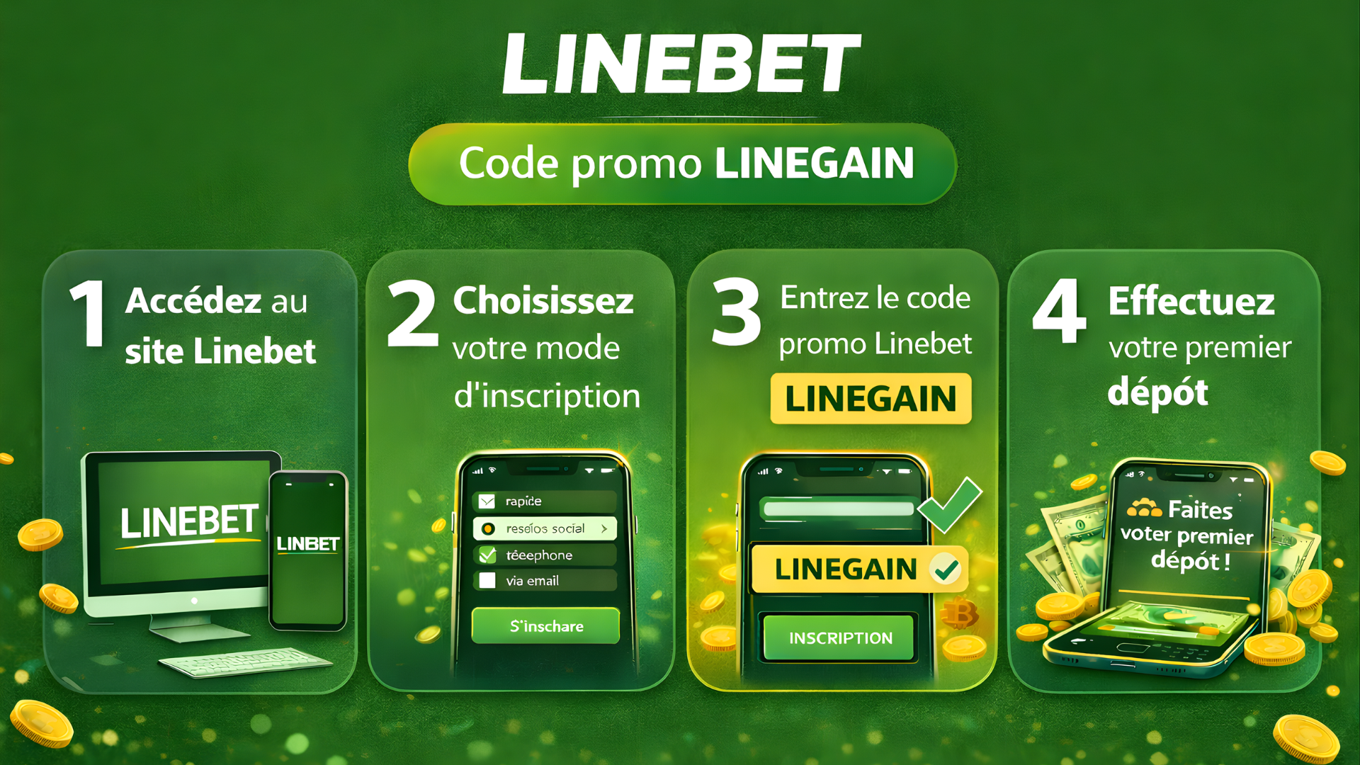 Inscription Linebet code promotionnel LINEGAIN - activer bonus promo code
