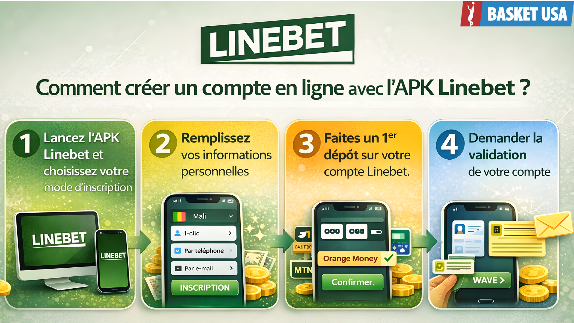 Inscription sur Linebet via l’APK mobile avec saisie du code promo LINEGAIN.