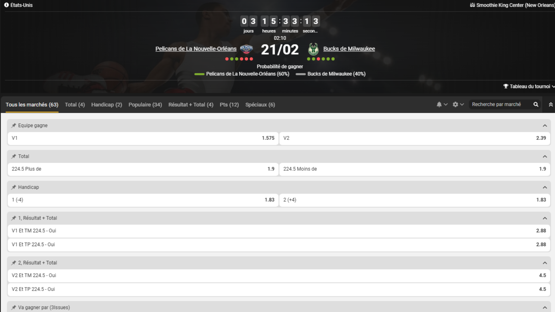 Code promo Melbet : pronostic Pelicans vs Bucks, victoire New Orleans en NBA février 2026.