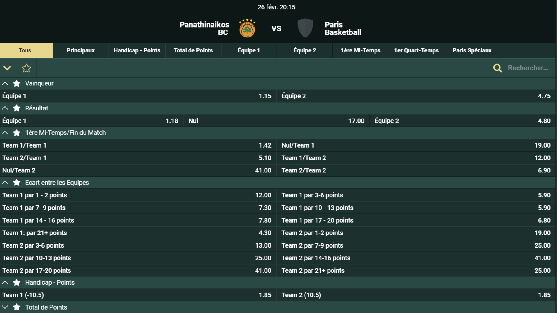  Code promo Akwabet : pronostic Panathinaikos -10,5 contre Paris Basketball en Euroligue.