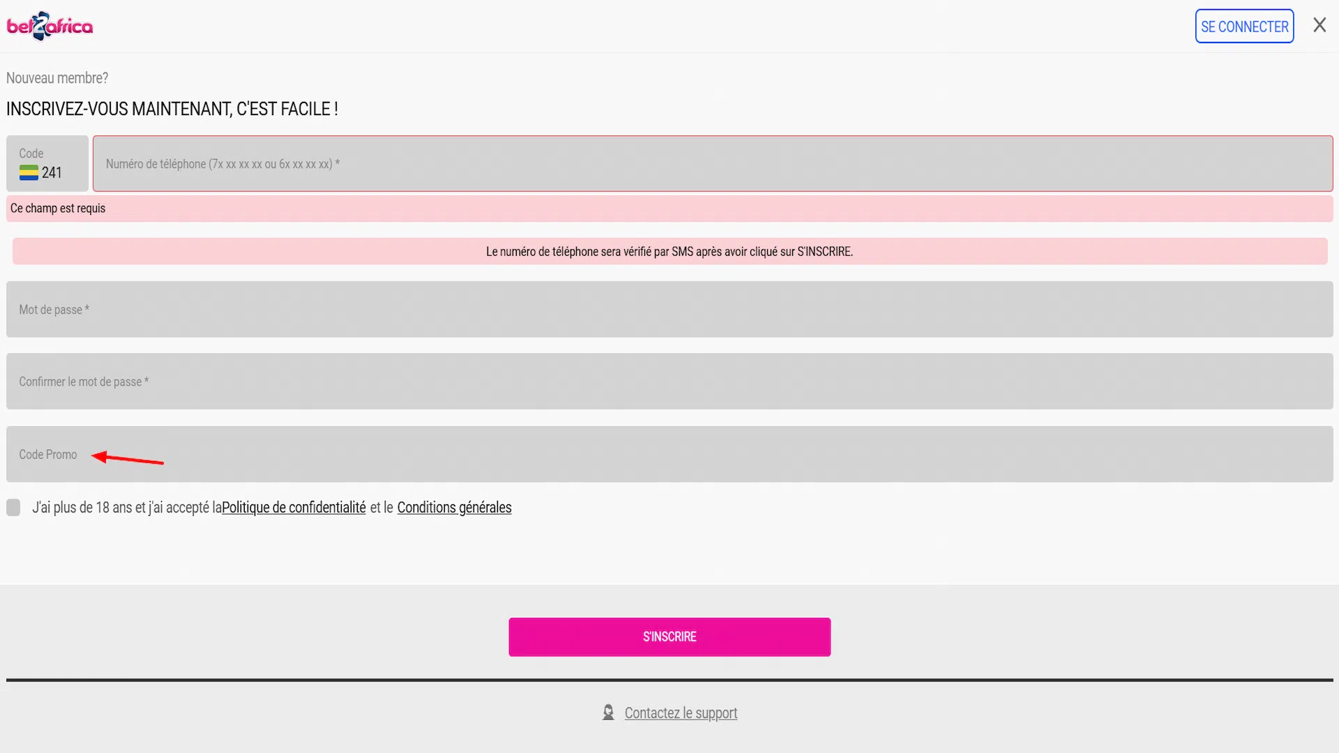 Inscription apk bet2africa